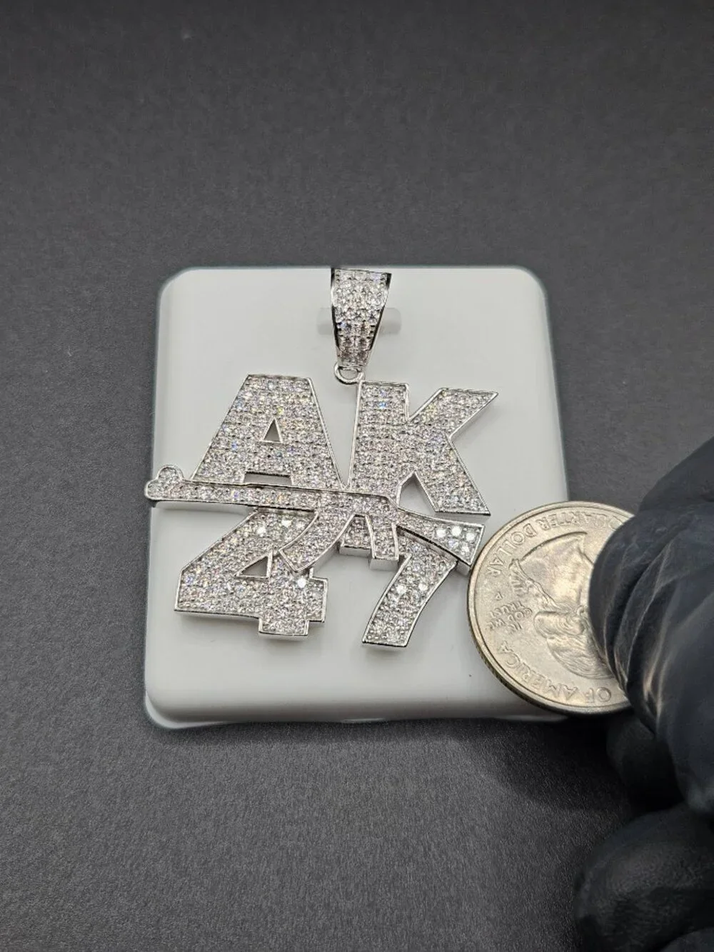 925 Silver AK47 Moissanite Pendant